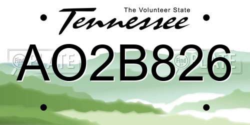 AO2B826 Tennessee License Plate