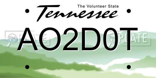 AO2D0T Tennessee License Plate