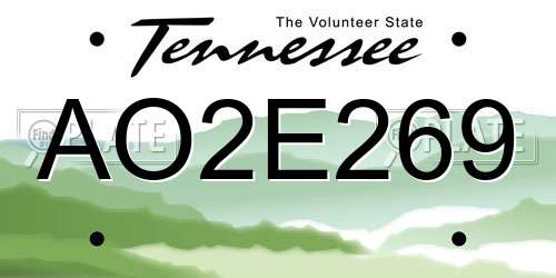 AO2E269 Tennessee License Plate