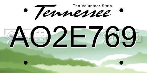 AO2E769 Tennessee License Plate