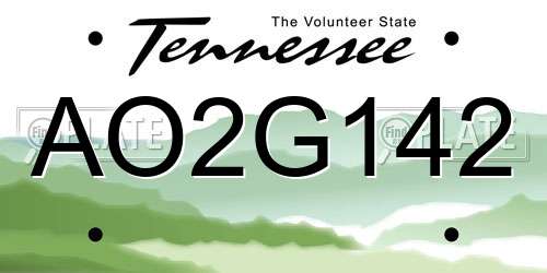 AO2G142 Tennessee License Plate
