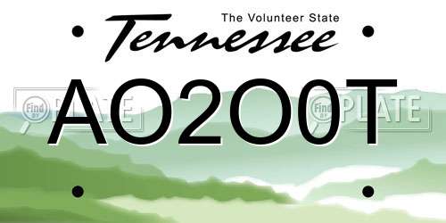 AO2O0T Tennessee License Plate