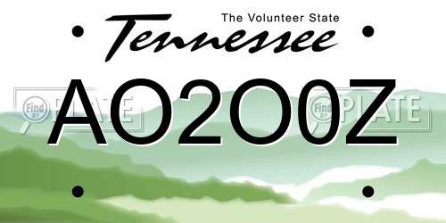 AO2O0Z Tennessee License Plate