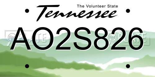 AO2S826 Tennessee License Plate