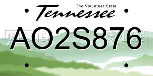 AO2S876 Tennessee License Plate