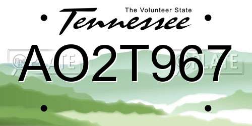 AO2T967 Tennessee License Plate