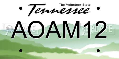 AOAM12 Tennessee License Plate
