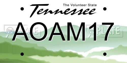 AOAM17 Tennessee License Plate