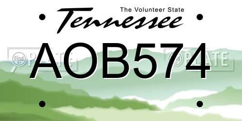 AOB574 Tennessee License Plate