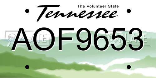 AOF9653 Tennessee License Plate