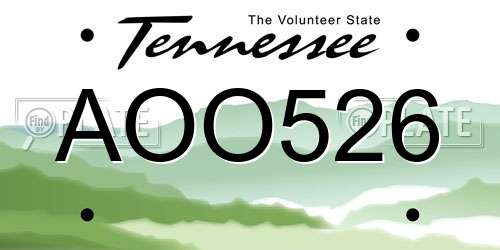 AOO526 Tennessee License Plate