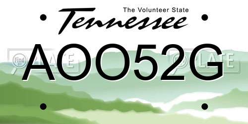 AOO52G Tennessee License Plate