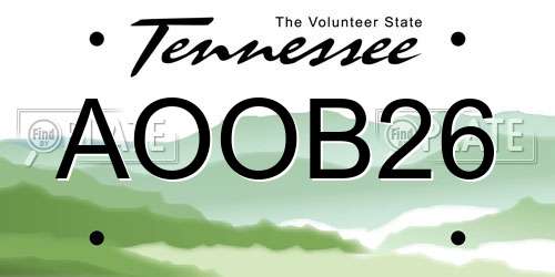 AOOB26 Tennessee License Plate