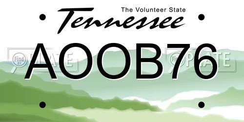 AOOB76 Tennessee License Plate