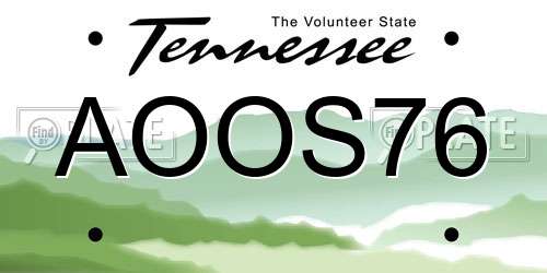 AOOS76 Tennessee License Plate