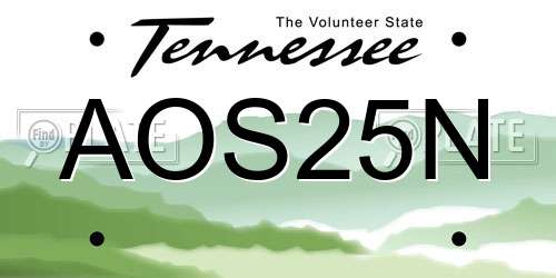 AOS25N Tennessee License Plate