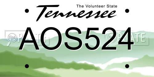 AOS524 Tennessee License Plate