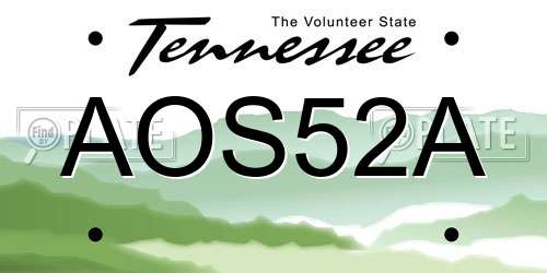 AOS52A Tennessee License Plate
