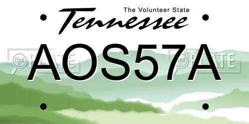 AOS57A Tennessee License Plate