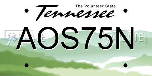 AOS75N Tennessee License Plate