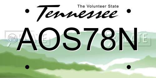 AOS78N Tennessee License Plate