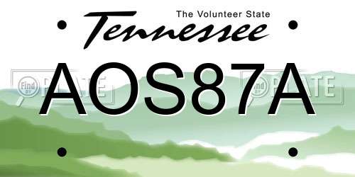 AOS87A Tennessee License Plate