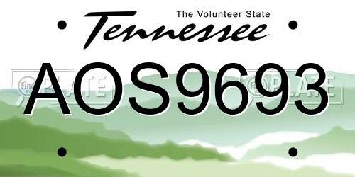 AOS9693 Tennessee License Plate