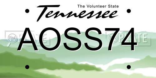 AOSS74 Tennessee License Plate