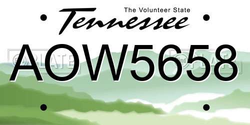 AOW5658 Tennessee License Plate