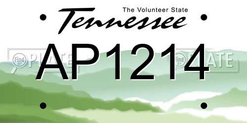 AP1214 Tennessee License Plate