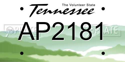 AP2181 Tennessee License Plate