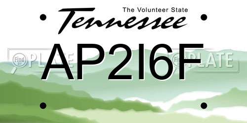 AP2I6F Tennessee License Plate