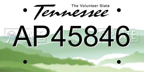 AP45846 Tennessee License Plate