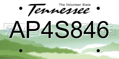 AP4S846 Tennessee License Plate