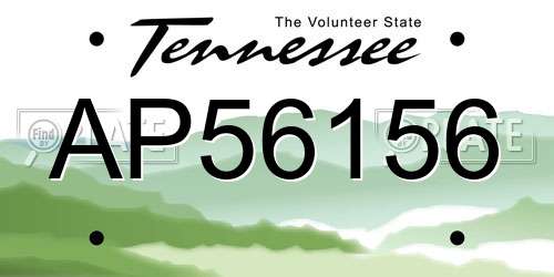 AP56156 Tennessee License Plate