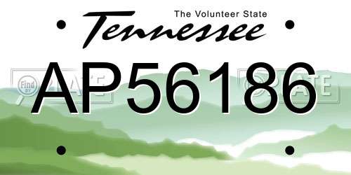 AP56186 Tennessee License Plate