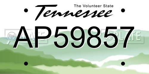 AP59857 Tennessee License Plate