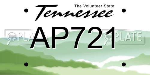 AP721 Tennessee License Plate