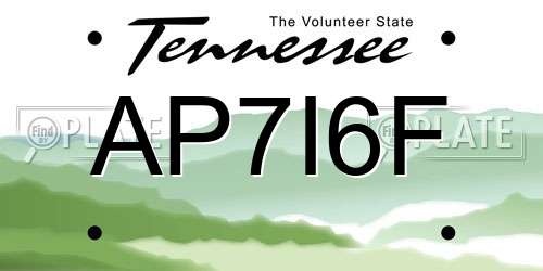 AP7I6F Tennessee License Plate