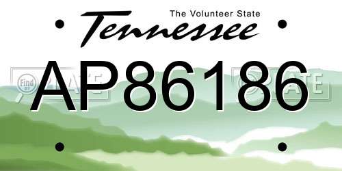 AP86186 Tennessee License Plate