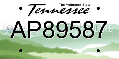 AP89587 Tennessee License Plate