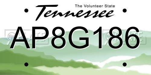 AP8G186 Tennessee License Plate