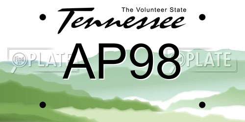 AP98 Tennessee License Plate