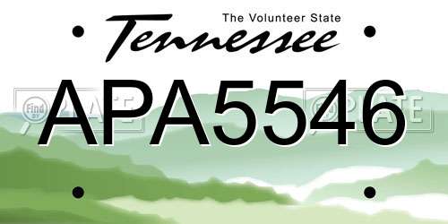 APA5546 Tennessee License Plate