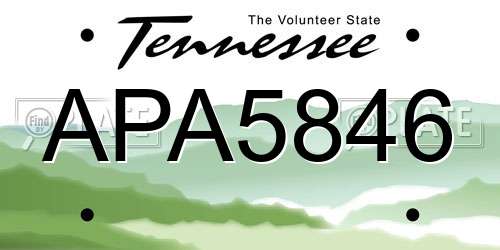 APA5846 Tennessee License Plate