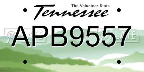 APB9557 Tennessee License Plate