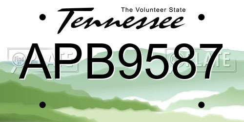APB9587 Tennessee License Plate