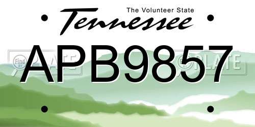 APB9857 Tennessee License Plate