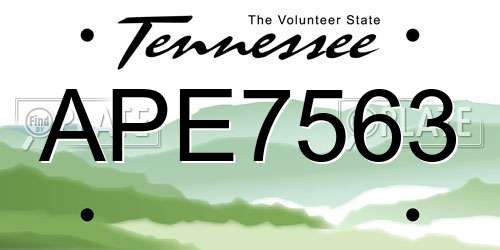 APE7563 Tennessee License Plate