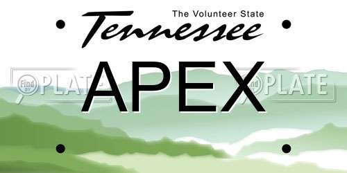 APEX Tennessee License Plate